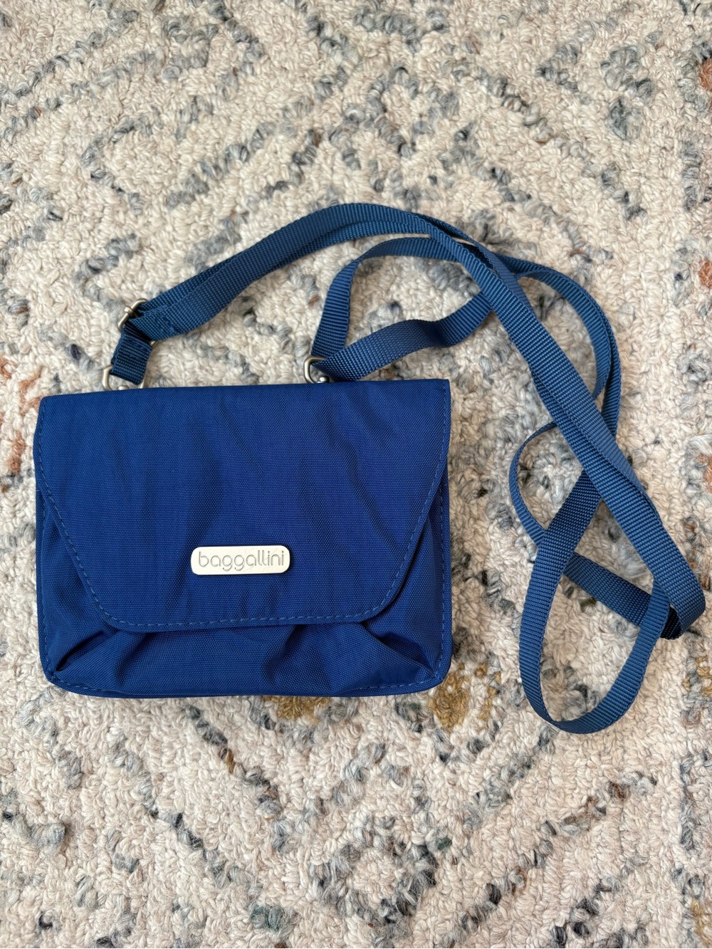 Tiny mini cute crossbody bag with lots of organizing Y2K minimalist cobalt blue